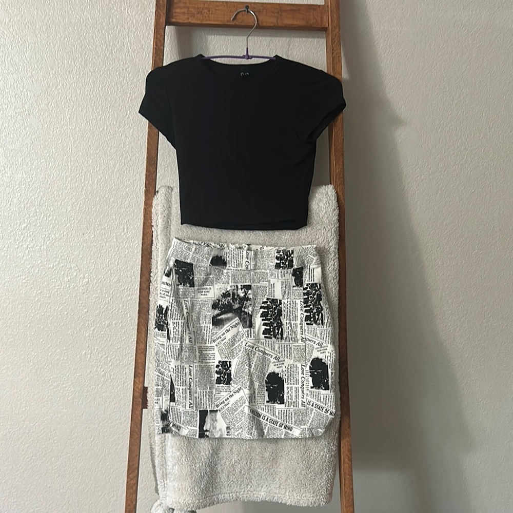 Windsor Black and White Cargo Pencil Skirt